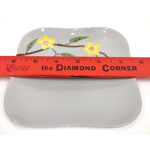 Weil Ware Celadon Decorative Square Plate Blossom Painted Floral 5.5" USA - Picture 4 of 5